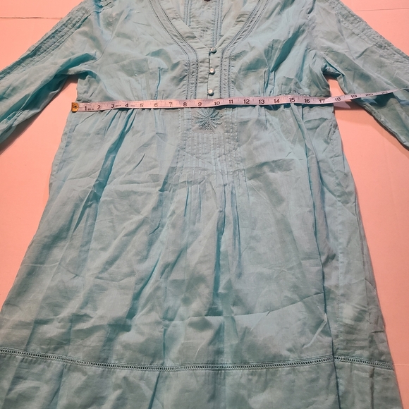 Lilly Pulitzer Turquiose Tunic Embroidered V-Neck Cotton Dress EUC Medium - Picture 9 of 12